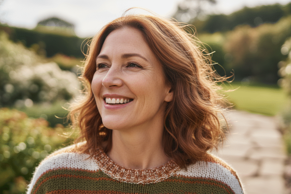 Healthy 50 year old woman smiling.